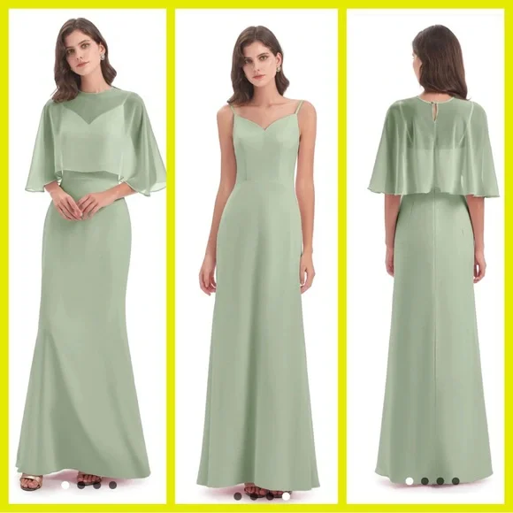 Plus Size Spaghetti Strap Chiffon Long Dress - Picture 1 of 3